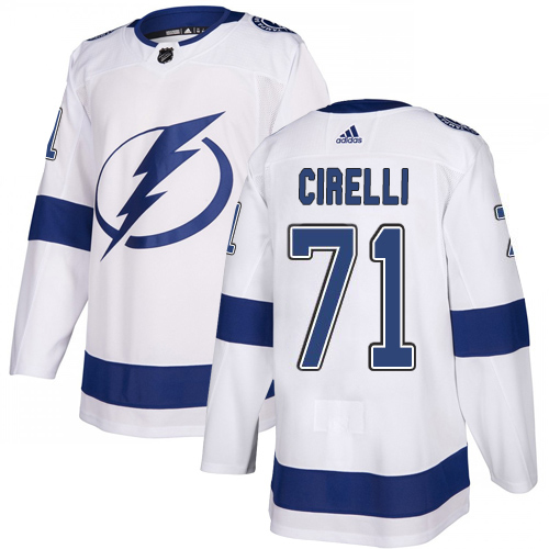 Adidas Tampa Bay Lightning Men #71 Anthony Cirelli White Road Authentic Stitched NHL Jersey